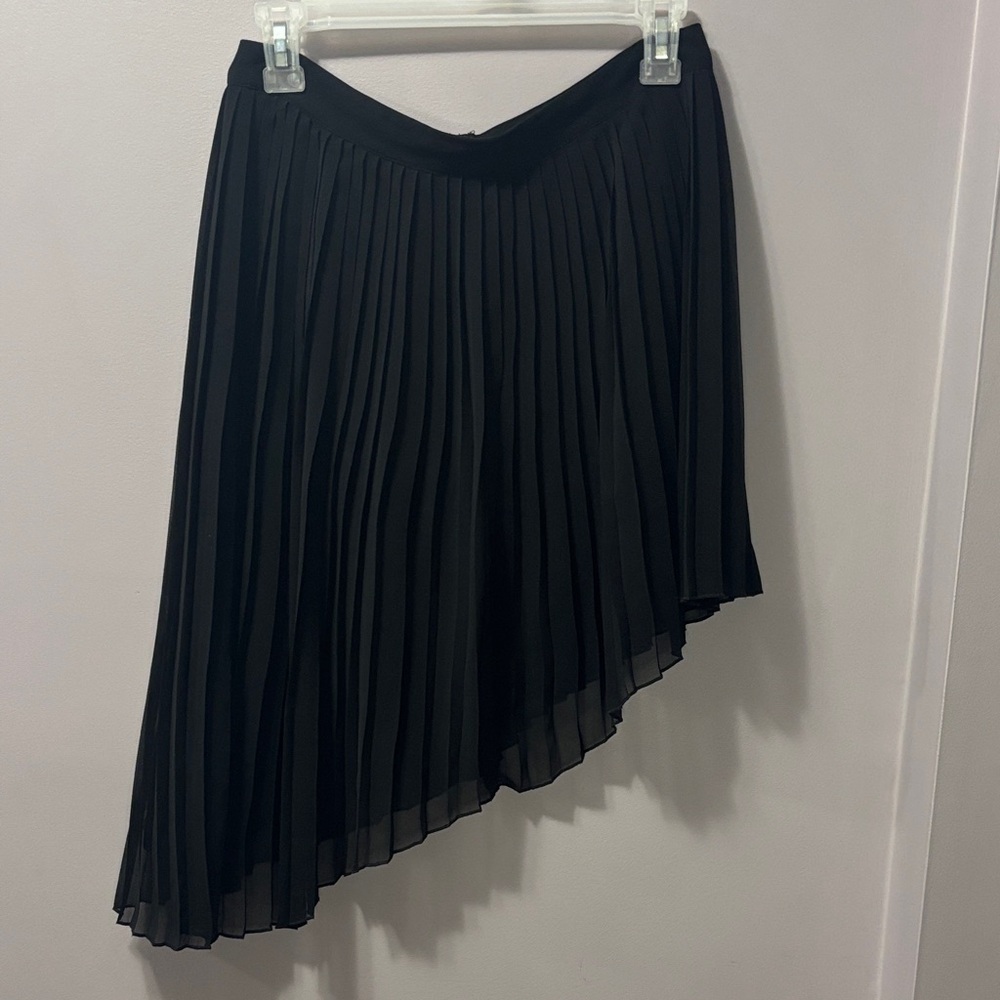 Vintage American Eagle Pleated Asymmetrical Chiffon Skirt Black Size 6